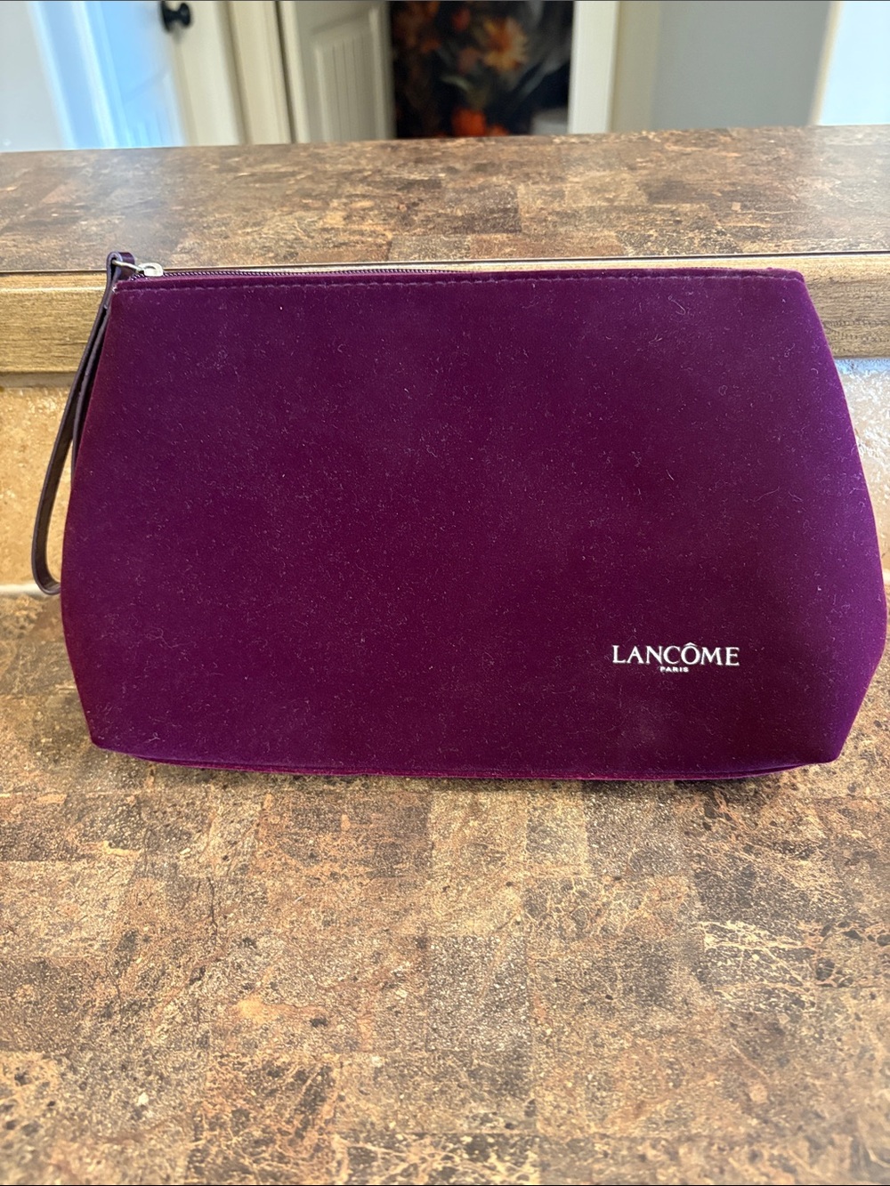 LANCÔME- Velvet Travel Pouch in Deep Plum